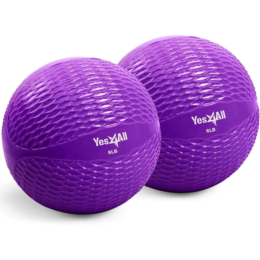 imageYes4All Weighted Toning Balls for Exercise Soft Medicine Balls for Exercise Pilates Yoga Balance Flexibility 210lbsE 8lb x 2 Pair Purple