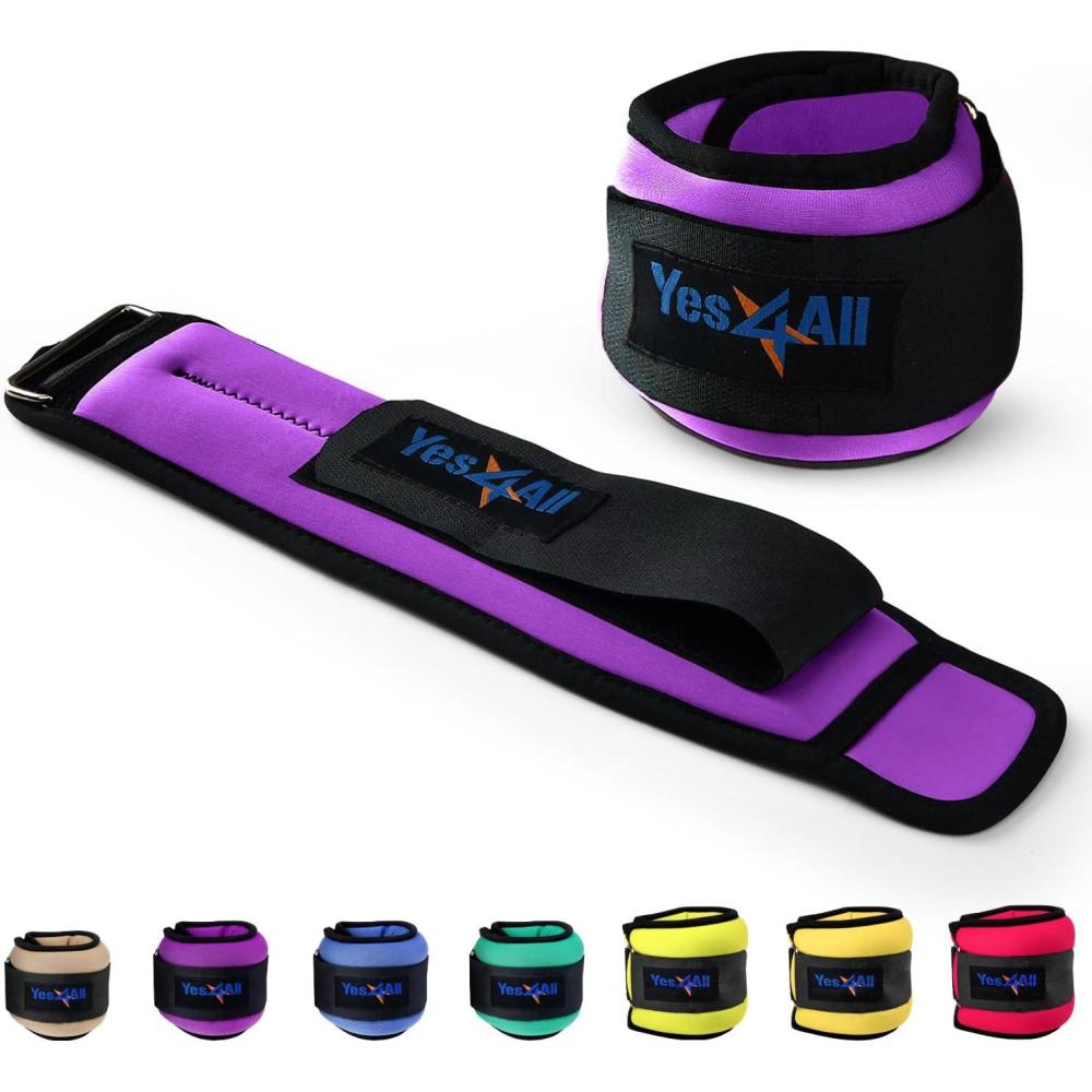 imageYes4All Wrist ampamp Ankle Weights Pair 1lb 10lbs Adjustable Strap for Walking Jogging Pilates Gym Fitness Workout for Women MenB 3Lbs Pair 15lb x 2  Purple