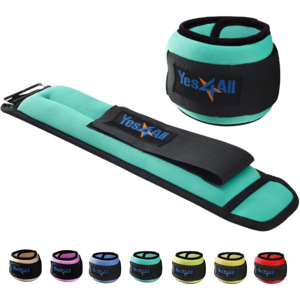 imageYes4All Wrist ampamp Ankle Weights Pair 1lb 10lbs Adjustable Strap for Walking Jogging Pilates Gym Fitness Workout for Women MenD 5Lbs Pair 25lb x 2 Green