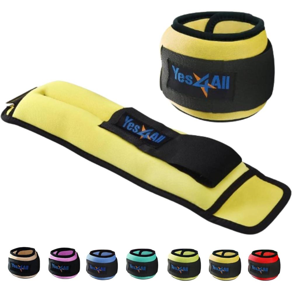 imageYes4All Wrist ampamp Ankle Weights Pair 1lb 10lbs Adjustable Strap for Walking Jogging Pilates Gym Fitness Workout for Women MenF 8Lbs Pair 4lb x 2 Yellow
