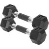 Yes4All Chrome/Rubber Grip Encased Hex Dumbbells – Hand Weights With Anti-Slip 10-30 LBS Pair(A. 05lbs – Pair)