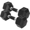 Yes4All Chrome/Rubber Grip Encased Hex Dumbbells – Hand Weights With Anti-Slip 10-30 LBS Pair(C. 15lbs – Pair)