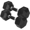 Yes4All Chrome/Rubber Grip Encased Hex Dumbbells – Hand Weights With Anti-Slip 10-30 LBS Pair(D. 20lbs – Pair)