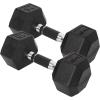 Yes4All Chrome/Rubber Grip Encased Hex Dumbbells – Hand Weights With Anti-Slip 10-30 LBS Pair(E. 25lbs – Pair)