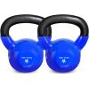 Yes4All Kettlebell, 5-100 LB Vinyl Coated Cast Iron Strength Training Kettlebells for Home Gym Exercises, Fitness, Full Body Workout Equipment, Push Ups, and Grip Strength(C. 15LB – Dark Blue)
