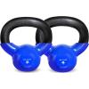 Yes4All Kettlebell, 5-100 LB Vinyl Coated Cast Iron Strength Training Kettlebells for Home Gym Exercises, Fitness, Full Body Workout Equipment, Push Ups, and Grip Strength(A. 5LB – Dark Blue)