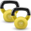 Yes4All Kettlebell, 5-65 LB Neoprene Coated Cast Iron Kettlebells, Wide Grip Handle & Flat Bottom for Swings, Squats, Deadlifts, Push Ups & Full Body Training at Home Gym – Single & Set(C. 12LB – Illuminating)