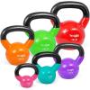 Yes4All Kettlebell, Vinyl Coated Kettlebell Cast Iron Sets with Stable Flat Bottom for Full Body Workout, Push up, Grip Strength Training & Weights Exercises(Multicolor)
