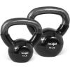 Yes4All Kettlebell, Vinyl Coated Kettlebell Cast Iron Sets with Stable Flat Bottom for Full Body Workout, Push up, Grip Strength Training & Weights Exercises(Black)