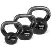 Yes4All Kettlebell, Vinyl Coated Kettlebell Cast Iron Sets with Stable Flat Bottom for Full Body Workout, Push up, Grip Strength Training & Weights Exercises(Black)