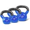 Yes4All Kettlebell, Vinyl Coated Kettlebell Cast Iron Sets with Stable Flat Bottom for Full Body Workout, Push up, Grip Strength Training & Weights Exercises(Blue)