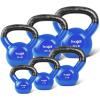 Yes4All Kettlebell, Vinyl Coated Kettlebell Cast Iron Sets with Stable Flat Bottom for Full Body Workout, Push up, Grip Strength Training & Weights Exercises(Blue)