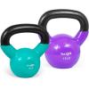 Yes4All Kettlebell, Vinyl Coated Kettlebell Cast Iron Sets with Stable Flat Bottom for Full Body Workout, Push up, Grip Strength Training & Weights Exercises(Multicolor)