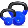 Yes4All Kettlebell, Vinyl Coated Kettlebell Cast Iron Sets with Stable Flat Bottom for Full Body Workout, Push up, Grip Strength Training & Weights Exercises(Blue)
