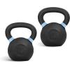 Yes4All Powder Coated Kettlebell, Cast Iron Core Kettlebells with Non-Slip Handle & Flat Bottom for Conditioning, Heavy Duty for Strength Training, 9lb to 71lb – Single & Pair(G – Light Blue – 16 KG / 35 LB)
