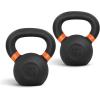 Yes4All Powder Coated Kettlebell, Cast Iron Core Kettlebells with Non-Slip Handle & Flat Bottom for Conditioning, Heavy Duty for Strength Training, 9lb to 71lb – Single & Pair(D – Orange – 10 KG / 22 LB)