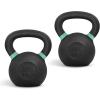 Yes4All Powder Coated Kettlebell, Cast Iron Core Kettlebells with Non-Slip Handle & Flat Bottom for Conditioning, Heavy Duty for Strength Training, 9lb to 71lb – Single & Pair(H – Green – 20 KG / 44 LB)