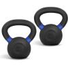 Yes4All Powder Coated Kettlebell, Cast Iron Core Kettlebells with Non-Slip Handle & Flat Bottom for Conditioning, Heavy Duty for Strength Training, 9lb to 71lb – Single & Pair(C – Dark Blue – 8 KG / 18 LB)