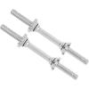 Yes4All Threaded Dumbbell Handles, 14/16/18/24 Inch Dumbbell Bar Pair, Chrome/Rubber Grip, Fit 1” or 1.15″ Plates, 4 Star-Lock Collars with Loose-Resistant Rubber Trims(Chrome)