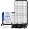 Portable L-Screen Baseball 7x7ft with 2 Baseballs, Rubber Wheels – L Screen Baseball for Batting Cage, Protective Pitching Screen Net Double Layers, Carry Bag Included(6×6 ft L-Screen With Wheels)