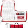 Portable L-Screen Baseball 7x7ft with 2 Baseballs, Rubber Wheels – L Screen Baseball for Batting Cage, Protective Pitching Screen Net Double Layers, Carry Bag Included(A. L Screen Baseball version Light 7 x 7)