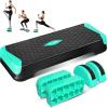 Yes4All 2-in-1 Adjustable Aerobic Step Platform Fitness Exercise Stepper with Rocker Balance Board Legs for Home Workout, Step Exercise & Balance Training(A. Neo Green)