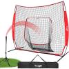 Yes4All 7x7ft Baseball Net with Batting Tee, Durable Softball Nets for Hitting and Pitching Practice, Backstop Net for Backyard Training