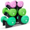 Yes4All Neoprene Coated Dumbbell Hand Weight Sets of 2 – Multiple Weight Options with 15 Colors, Anti-roll, Anti-Slip, Hexagon Shape(A. Multicolor – 20lbs – Set with Rack)