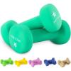 Yes4All Neoprene Coated Dumbbell Hand Weight Sets of 2 – Multiple Weight Options with 15 Colors, Anti-roll, Anti-Slip, Hexagon Shape(D. Dark Green – 5lbs – Pair)