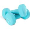 Yes4All Neoprene Coated Dumbbell Hand Weight Sets of 2 – Multiple Weight Options with 15 Colors, Anti-roll, Anti-Slip, Hexagon Shape(L. Light Blue – 14lbs – Pair)