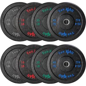 Yes4All 2″ Bumper Plate, 10-190 LB Olympic Rubber Weight Plate with Steel Hub for WeightLifting, Strength Training, Home Gym, Less Impact, Absorb Bounce & Shock, Multiple Options(190LB)