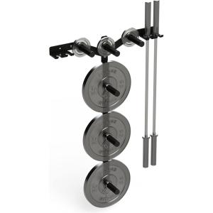Yes4All 6 Pegs & 4 Barbell Storage Racks Load Up to 1190 LBS – Wall Mounted Weight Plate Tree & Barbell Holder(A. Wall Mounted (Black))