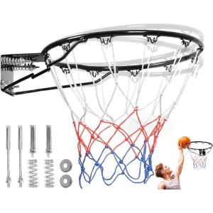 Yes4All Basketball Net, 18-Inch Heavy-Duty Basketball Rim Replacement for Indoor & Outdoor Use, Fits Youth & Adult Hoops – Fixed & Breakaway Options, Bolts Included(Breakaway)