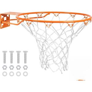Yes4All Basketball Net, 18-Inch Heavy-Duty Basketball Rim Replacement for Indoor & Outdoor Use, Fits Youth & Adult Hoops – Fixed & Breakaway Options, Bolts Included(Fixed)