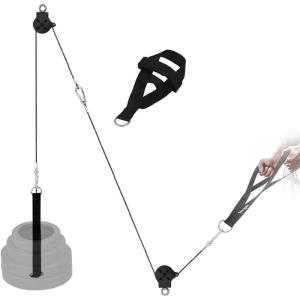 Yes4All Cable Machine Attachment, Row Handles, Tricep Rope, Straight Bar, V Bar, LAT Pulldown Accessories Load 880 LB for Home Gym(C. (Black) Full Combo: For 2 inch Olympic Plates)