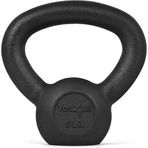Yes4All Cast Iron Kettlebell, Strength Training Kettlebells 5-80 Lb (5,10,15,20,25,30,35,40,45,50,60,70,80 Lb) for Full Body Workout, Push up, Strength Training – Single & Kettlebell Set of 2 for Men(A.Black 5lbs)