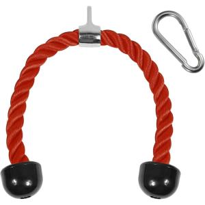 Yes4All Deluxe Tricep Rope Cable Attachment, 27 & 36 inch with 4 Colors, Exercise Machine Attachments Pulley System Gym Pull Down Rope with Carabiner(C. 27 inch – Red)