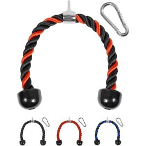 Yes4All Deluxe Tricep Rope Cable Attachment, 27 & 36 inch with 4 Colors, Exercise Machine Attachments Pulley System Gym Pull Down Rope with Carabiner(D. 27″ Red Black)