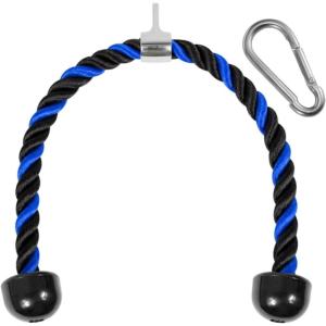 Yes4All Deluxe Tricep Rope Cable Attachment, 27 & 36 inch with 4 Colors, Exercise Machine Attachments Pulley System Gym Pull Down Rope with Carabiner(H. 36″ Blue Black)
