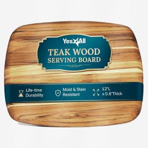 Yes4All Durable Teak Cutting Boards for Kitchen, [20”L x 15”W x 1.5” Thick] Large Edge Grain Cutting Board, Pre Oiled Wood Cutting Boards, Thick Chopping Board w/Juice Grooves and Easy Grip Handle(Teak)