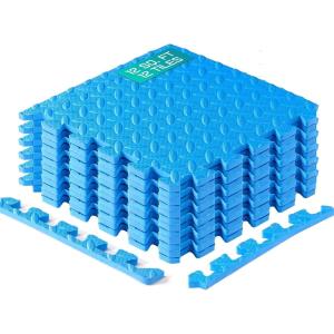 Yes4All EVA Interlocking Mats, Puzzle Floor Tiles, Foam Floor Padding with Border for Furniture, Home Space, Living Room, Garage 11,15,32,99 SQFT(Blue)
