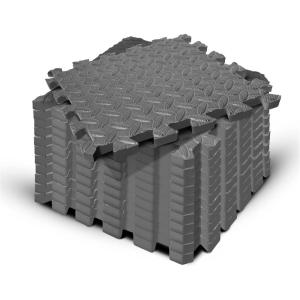 Yes4All EVA Interlocking Mats, Puzzle Floor Tiles, Foam Floor Padding with Border for Furniture, Home Space, Living Room, Garage 11,15,32,99 SQFT(Grey)