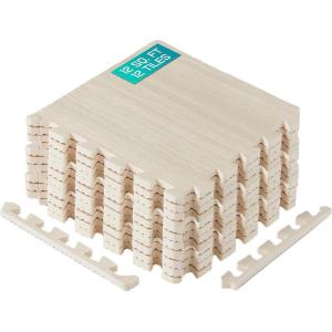 Yes4All EVA Interlocking Mats, Puzzle Floor Tiles, Foam Floor Padding with Border for Furniture, Home Space, Living Room, Garage 11,22,32 SQFT(C. Walnut Wood Light)