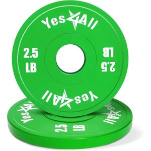 Yes4All Fractional Weight Plates Set, Available In Steel And Rubber, Set of 2/4/6 Plates in 1.25LB, 2.5LB, or 5LB Sizes, Micro Change Plates for Dumbbell and Olympic Barbell Weightlifting(J. 2.5LB x 2pcs (Rubber))