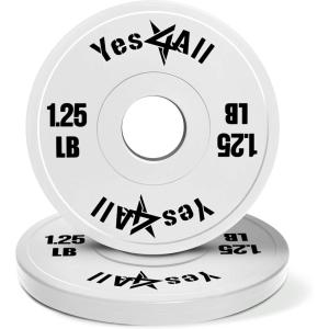 Yes4All Fractional Weight Plates Set, Available In Steel And Rubber, Set of 2/4/6 Plates in 1.25LB, 2.5LB, or 5LB Sizes, Micro Change Plates for Dumbbell and Olympic Barbell Weightlifting(I. 1.25LB x 2pcs (Rubber))