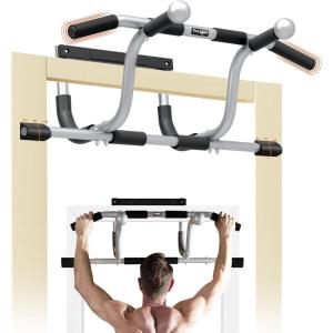 Yes4All Heavy Duty Wall Mounted Pull Up Bar, Over Door Pull Up Bar for Doorway, Multi Grip Chin Up Bar, Sturdy Strength Training Bars & Durable Gym Bar for Home Exercise(Elevated Doorway Pull Up Bar)