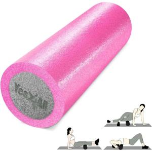 Yes4All High-Density EPP Round Back Roller Foam, Exercise Foam Roller for Yoga, Pilates & Stretching – 12, 18, 24, 36 inch(‎18 Inches – Pink/Grey)