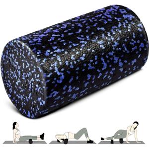Yes4All High-Density EPP Round Back Roller Foam, Exercise Foam Roller for Yoga, Pilates & Stretching – 12, 18, 24, 36 inch(Blue Speckled)