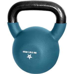Yes4All Kettlebell, 5-65 LB Neoprene Coated Cast Iron Kettlebells, Wide Grip Handle & Flat Bottom for Swings, Squats, Deadlifts, Push Ups & Full Body Training at Home Gym – Single & Set(O. 65LB – Dark Purple)