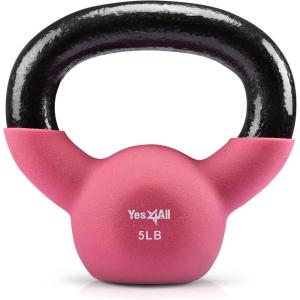 Yes4All Kettlebell, 5-65 LB Neoprene Coated Cast Iron Kettlebells, Wide Grip Handle & Flat Bottom for Swings, Squats, Deadlifts, Push Ups & Full Body Training at Home Gym – Single & Set(A1. 5LB – Fruit Dove)
